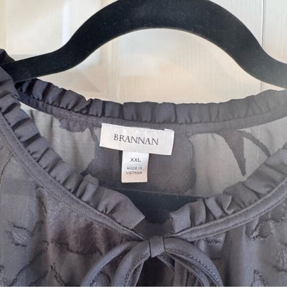 NWT Brannon Women’s Black Long Sleeve Sheer Chiffon Blouse Size XXL - Picture 3 of 11